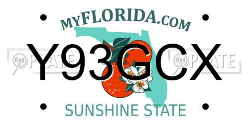 Y93GCX Florida License Plate