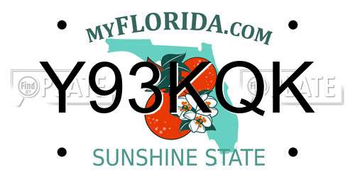 Y93KQK Florida License Plate