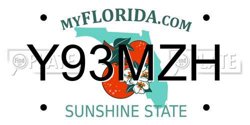 Y93MZH Florida License Plate