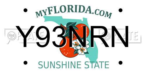 Y93NRN Florida License Plate