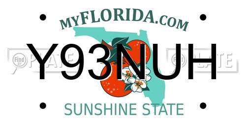 Y93NUH Florida License Plate