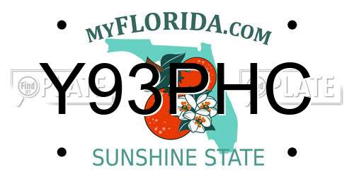 Y93PHC Florida License Plate
