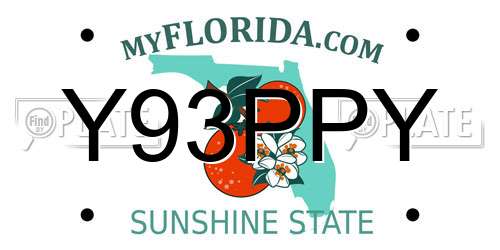 Y93PPY Florida License Plate
