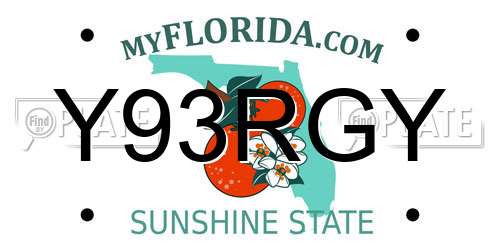 Y93RGY Florida License Plate