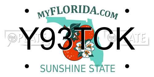 Y93TCK Florida License Plate