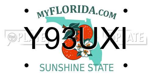 Y93UXI Florida License Plate