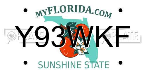 Y93WKF Florida License Plate