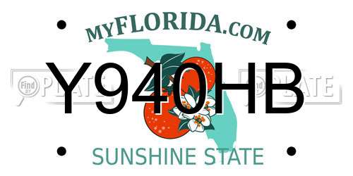 Y940HB Florida License Plate