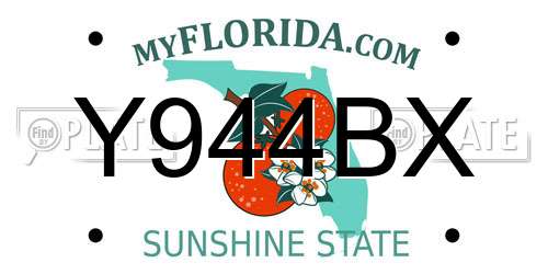 Y944BX Florida License Plate