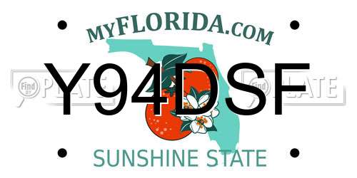 Y94DSF Florida License Plate
