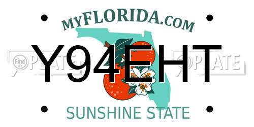 Y94EHT Florida License Plate