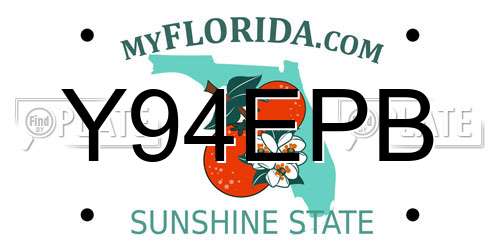 Y94EPB Florida License Plate