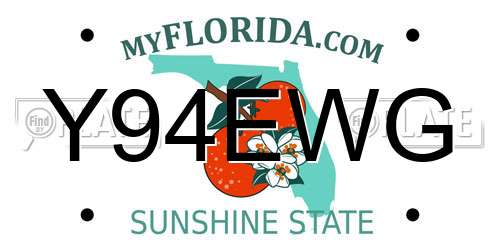 Y94EWG Florida License Plate