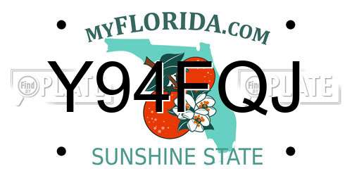 Y94FQJ Florida License Plate