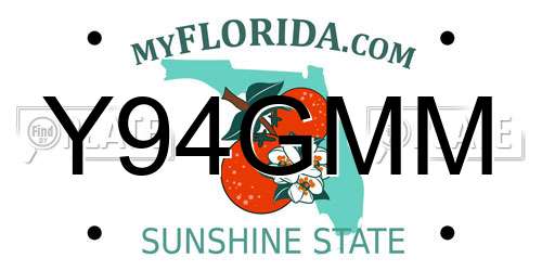 Y94GMM Florida License Plate