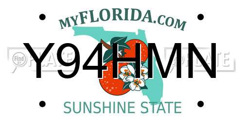 Y94HMN Florida License Plate