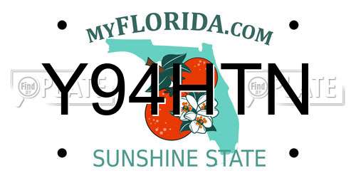 Y94HTN Florida License Plate