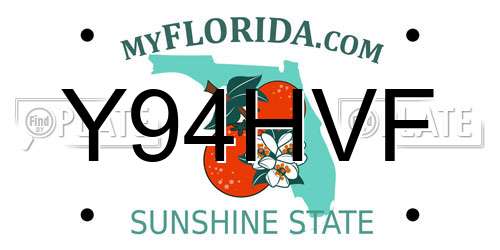 Y94HVF Florida License Plate
