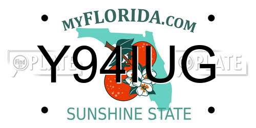Y94IUG Florida License Plate