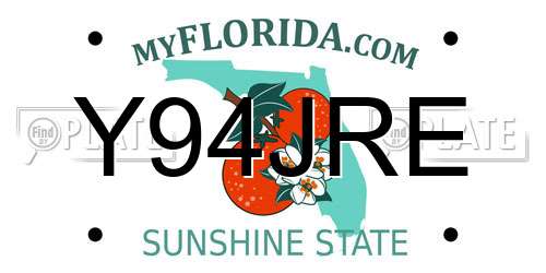 Y94JRE Florida License Plate