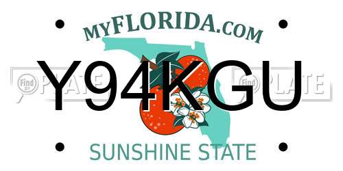 Y94KGU Florida License Plate