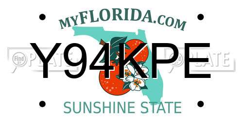 Y94KPE Florida License Plate