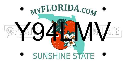 Y94LMV Florida License Plate