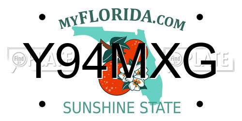 Y94MXG Florida License Plate