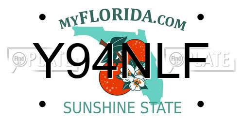 Y94NLF Florida License Plate
