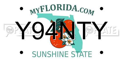 Y94NTY Florida License Plate