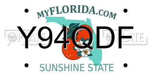 Y94QDF Florida License Plate