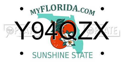 Y94QZX Florida License Plate