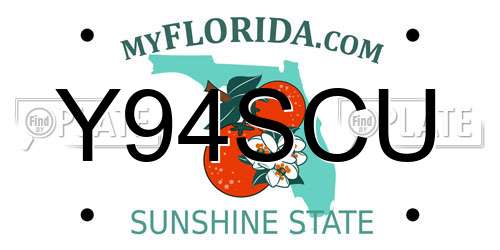 Y94SCU Florida License Plate