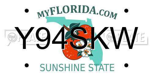 Y94SKW Florida License Plate