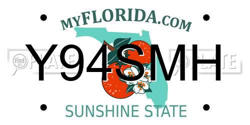 Y94SMH Florida License Plate
