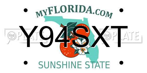 Y94SXT Florida License Plate