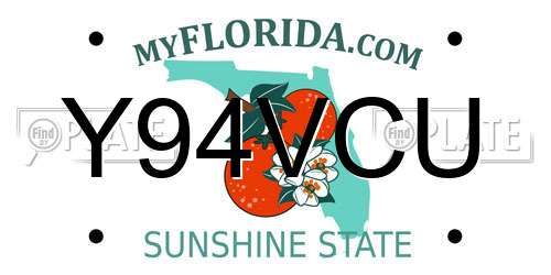 Y94VCU Florida License Plate