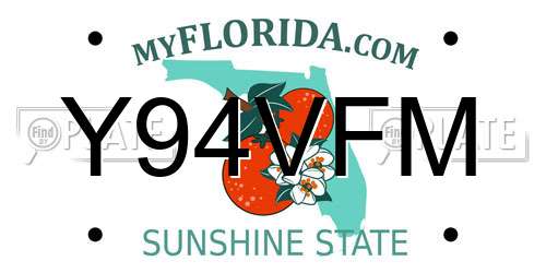 Y94VFM Florida License Plate