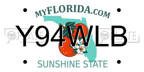 Y94WLB Florida License Plate