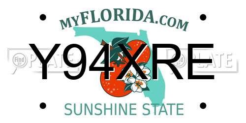Y94XRE Florida License Plate