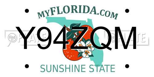 Y94ZQM Florida License Plate