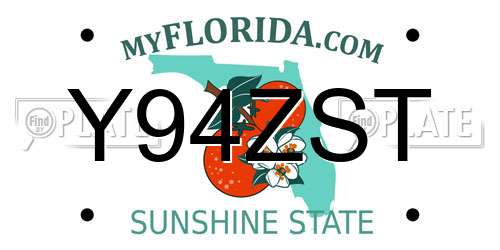 Y94ZST Florida License Plate