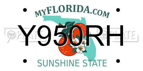 Y950RH Florida License Plate