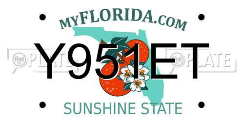 Y951ET Florida License Plate