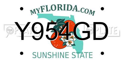 Y954GD Florida License Plate