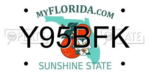 Y95BFK Florida License Plate