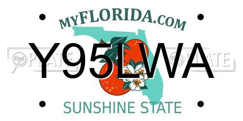 Y95LWA Florida License Plate