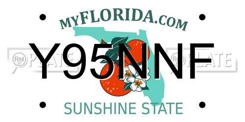 Y95NNF Florida License Plate