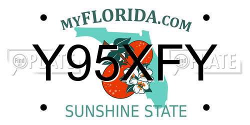 Y95XFY Florida License Plate