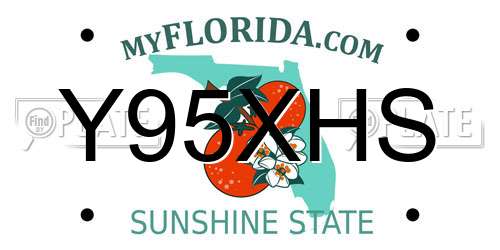 Y95XHS Florida License Plate